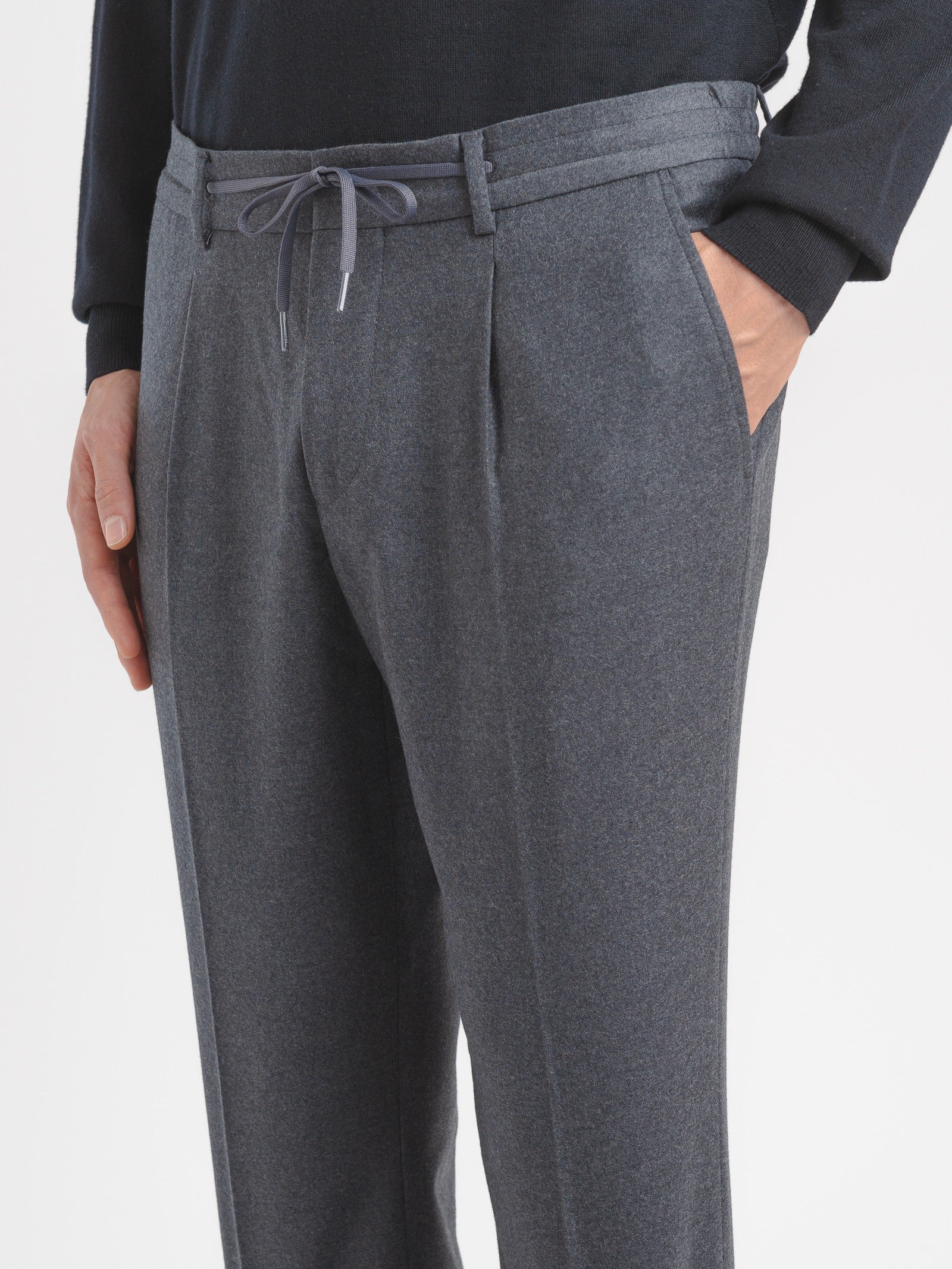 Pantalone jogging flanella di lana stretch 44 / GRIGIO