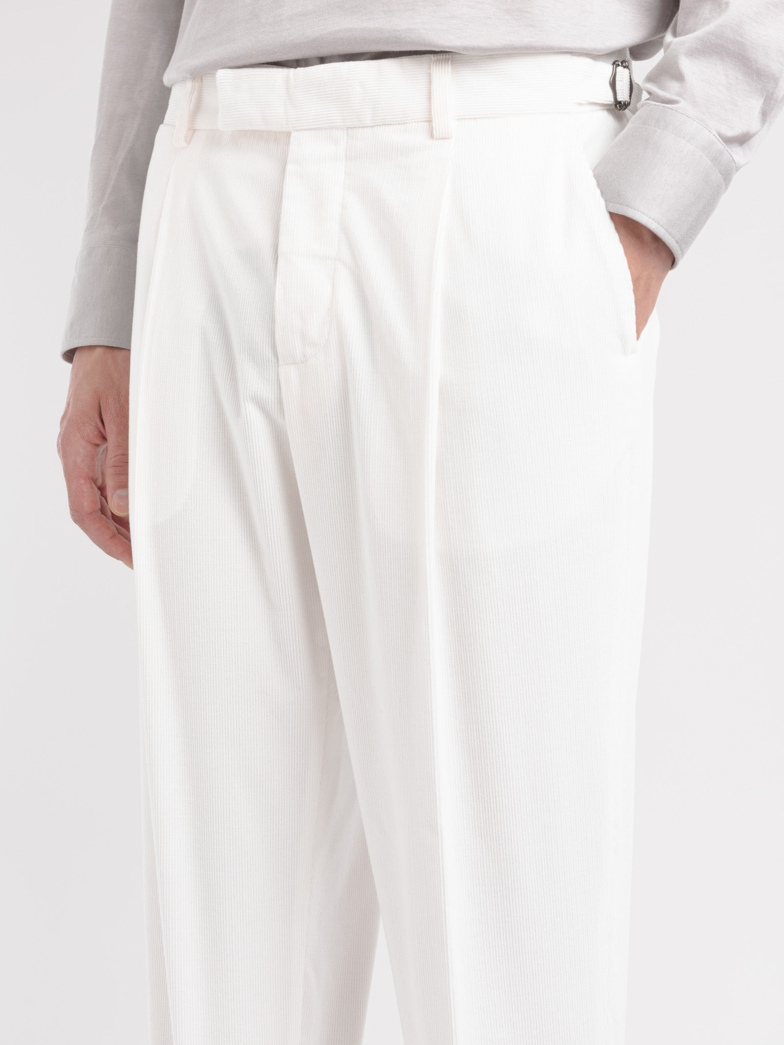 Pantalone pinces velluto a coste 44 / BIANCO