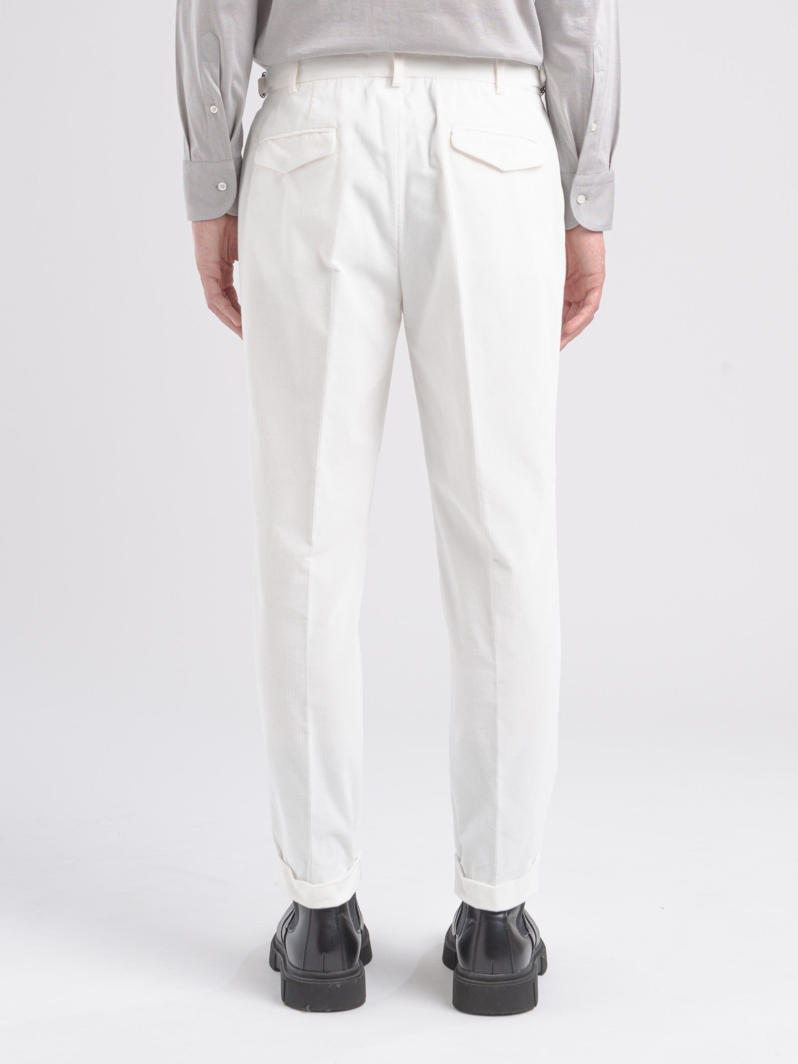 Pantalone pinces velluto a coste 44 / BIANCO