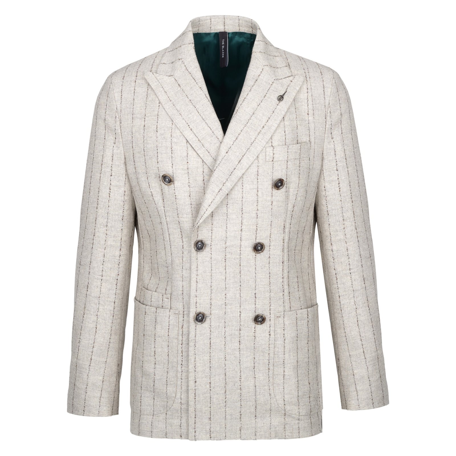 Giacca doppiopetto gessato bouclè lana cashmere 44 / BEIGE