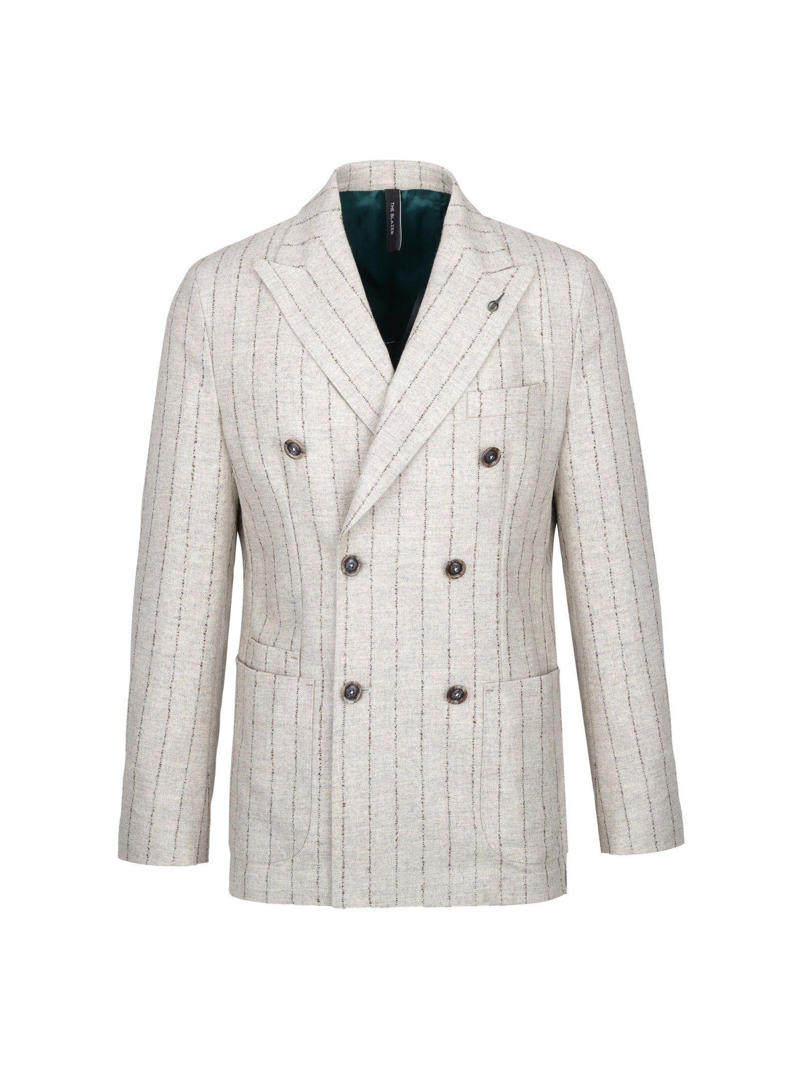 Giacca doppiopetto gessato bouclè lana cashmere 44 / BEIGE