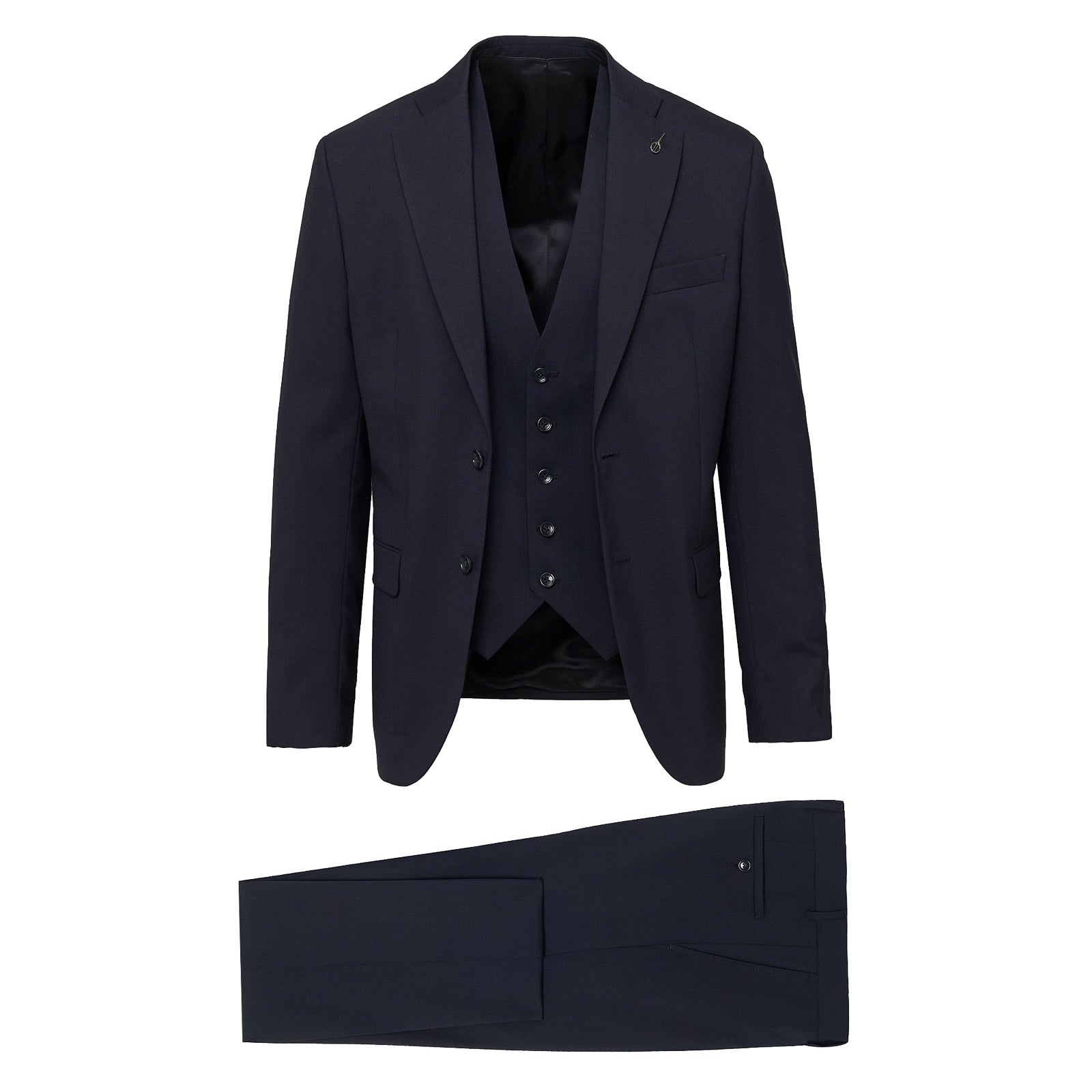 Abito con gilet fresco di lana stretch 44 / BLU