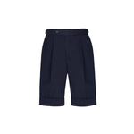 Bermuda con risvolto cotone lino 44 / BLU