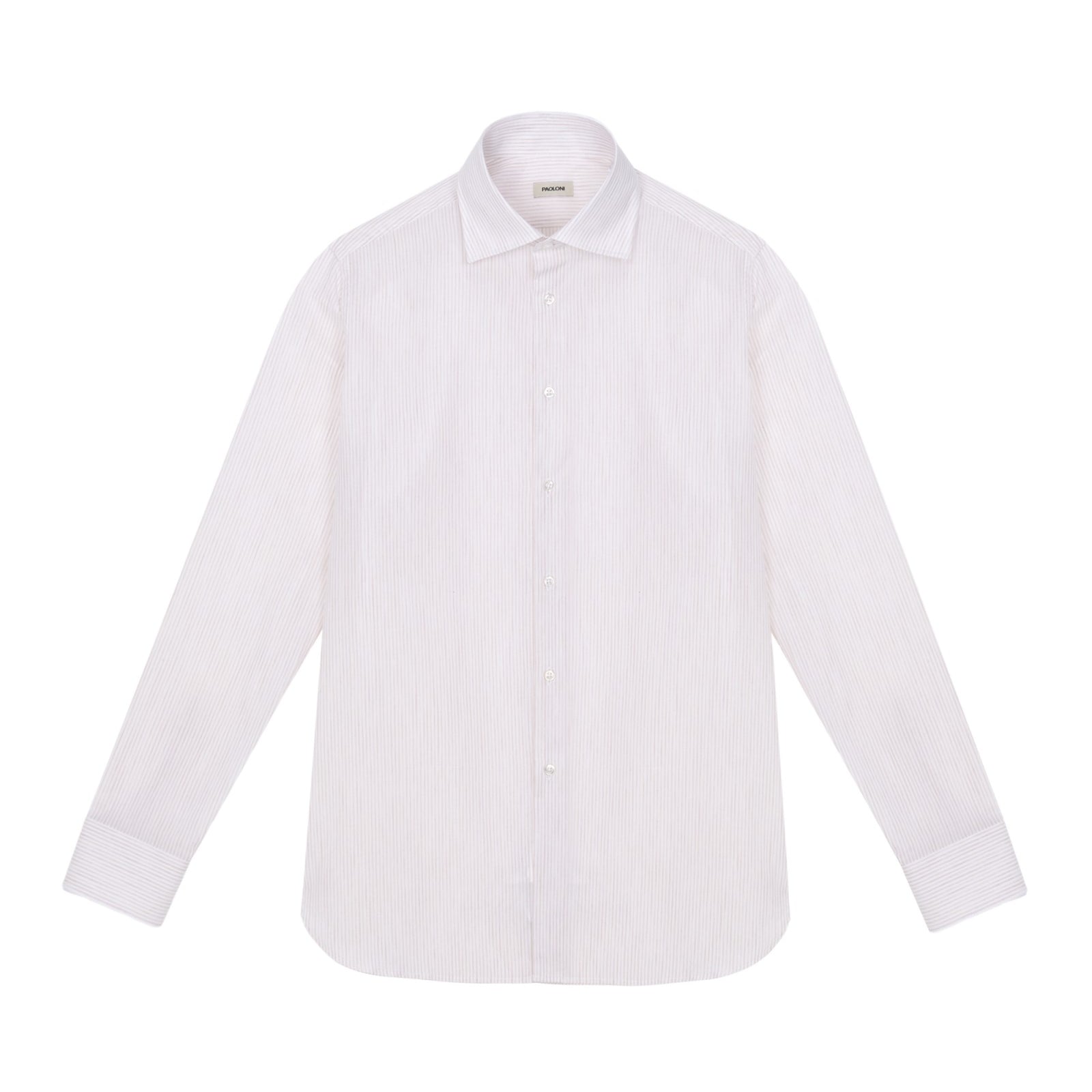 Camicia collo francia riga in cotone 38 / BEIGE
