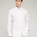Camicia collo francia riga in cotone 38 / BEIGE