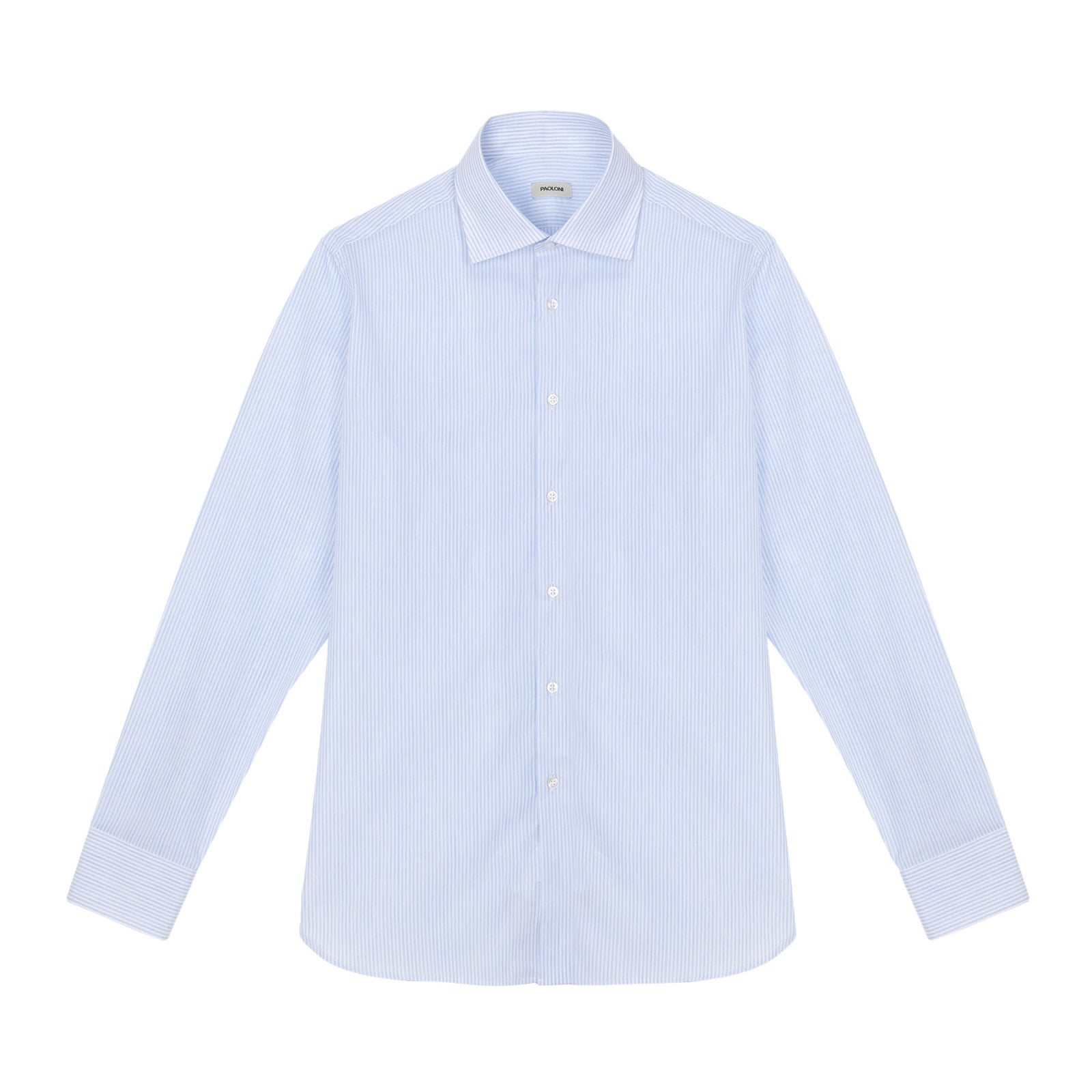 Camicia collo francia riga in cotone 38 / CELESTE
