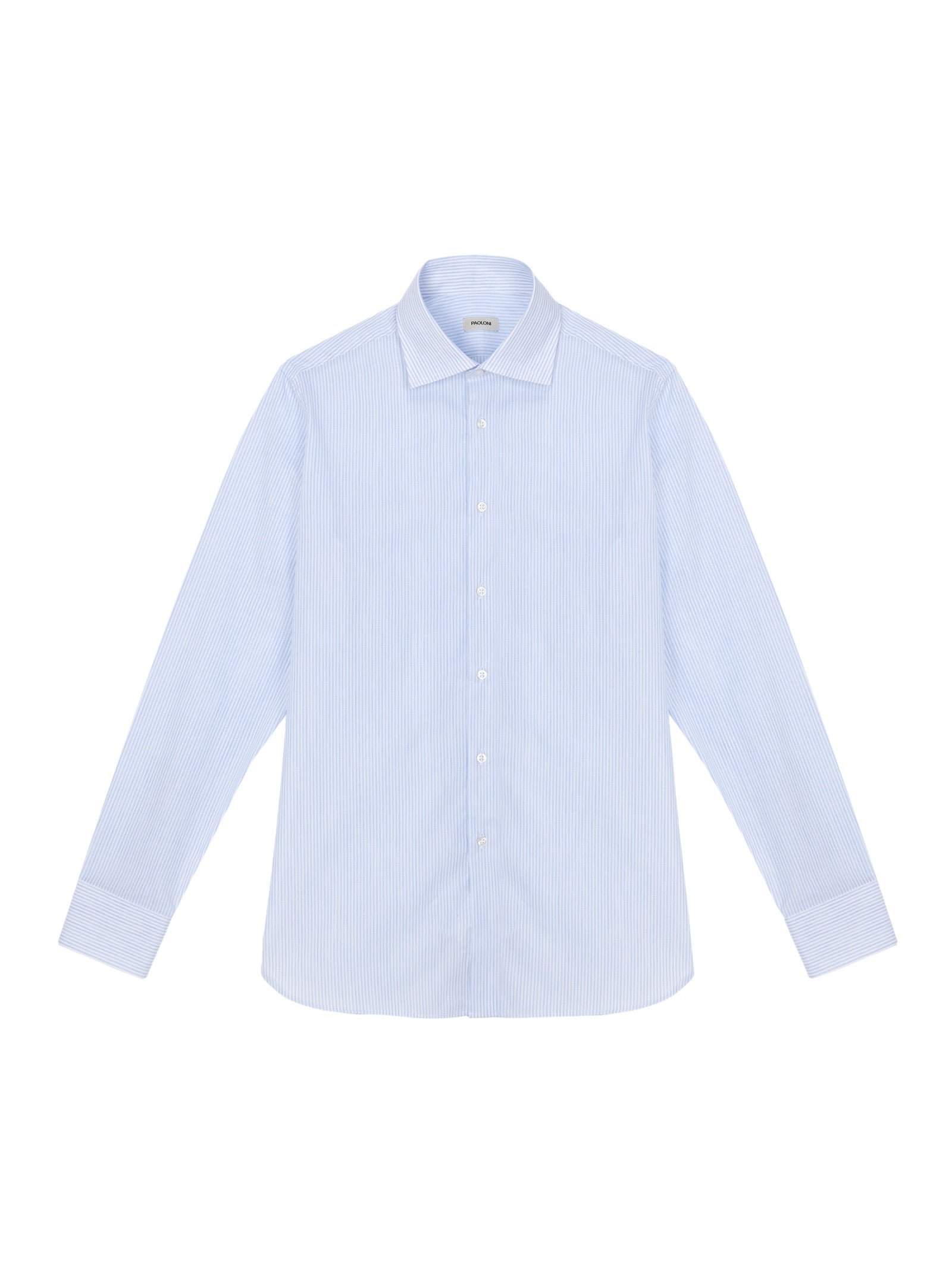 Camicia collo francia riga in cotone 38 / CELESTE