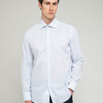 Camicia collo francia riga in cotone 38 / CELESTE