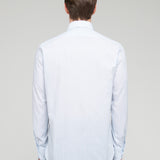 Camicia collo francia riga in cotone 38 / CELESTE