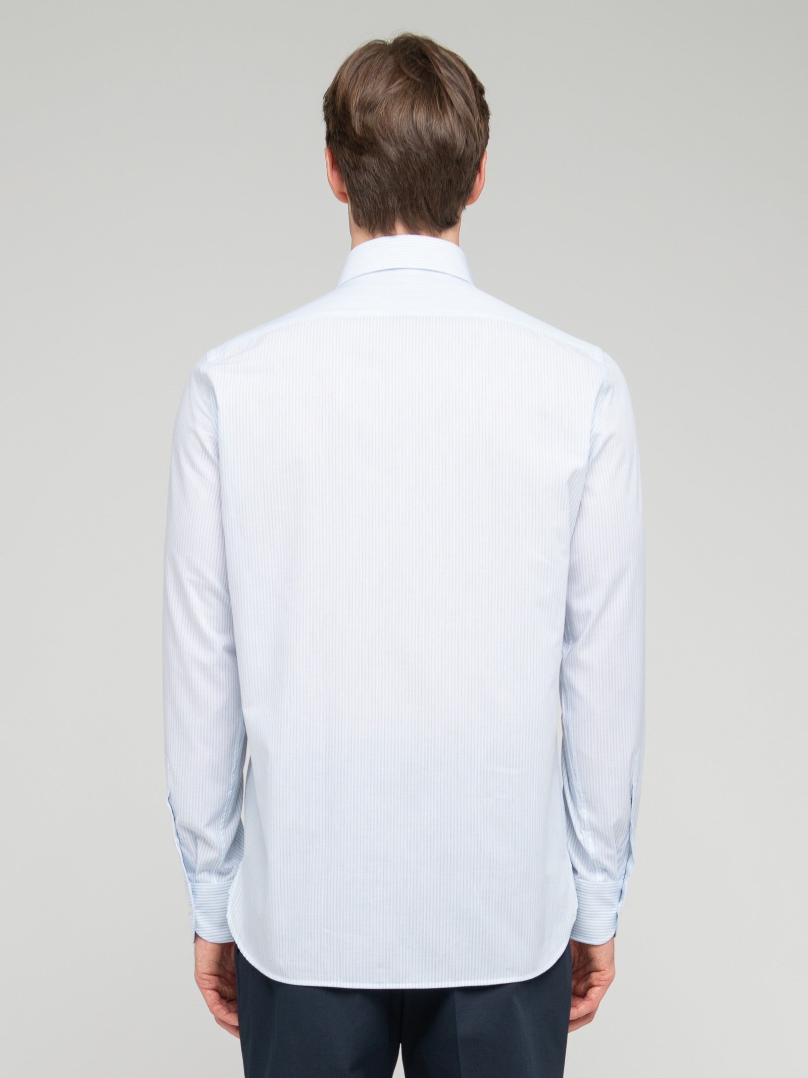 Camicia collo francia riga in cotone 38 / CELESTE