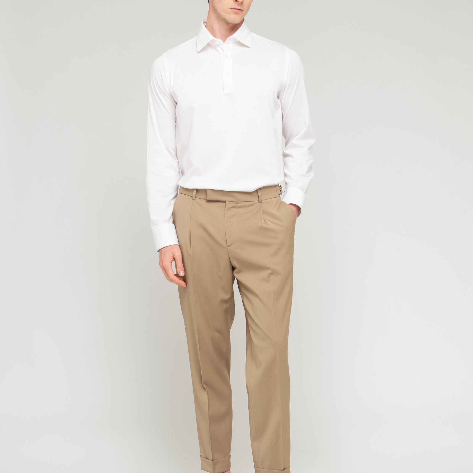 Polo camicia jersey di cotone 38 / BIANCO