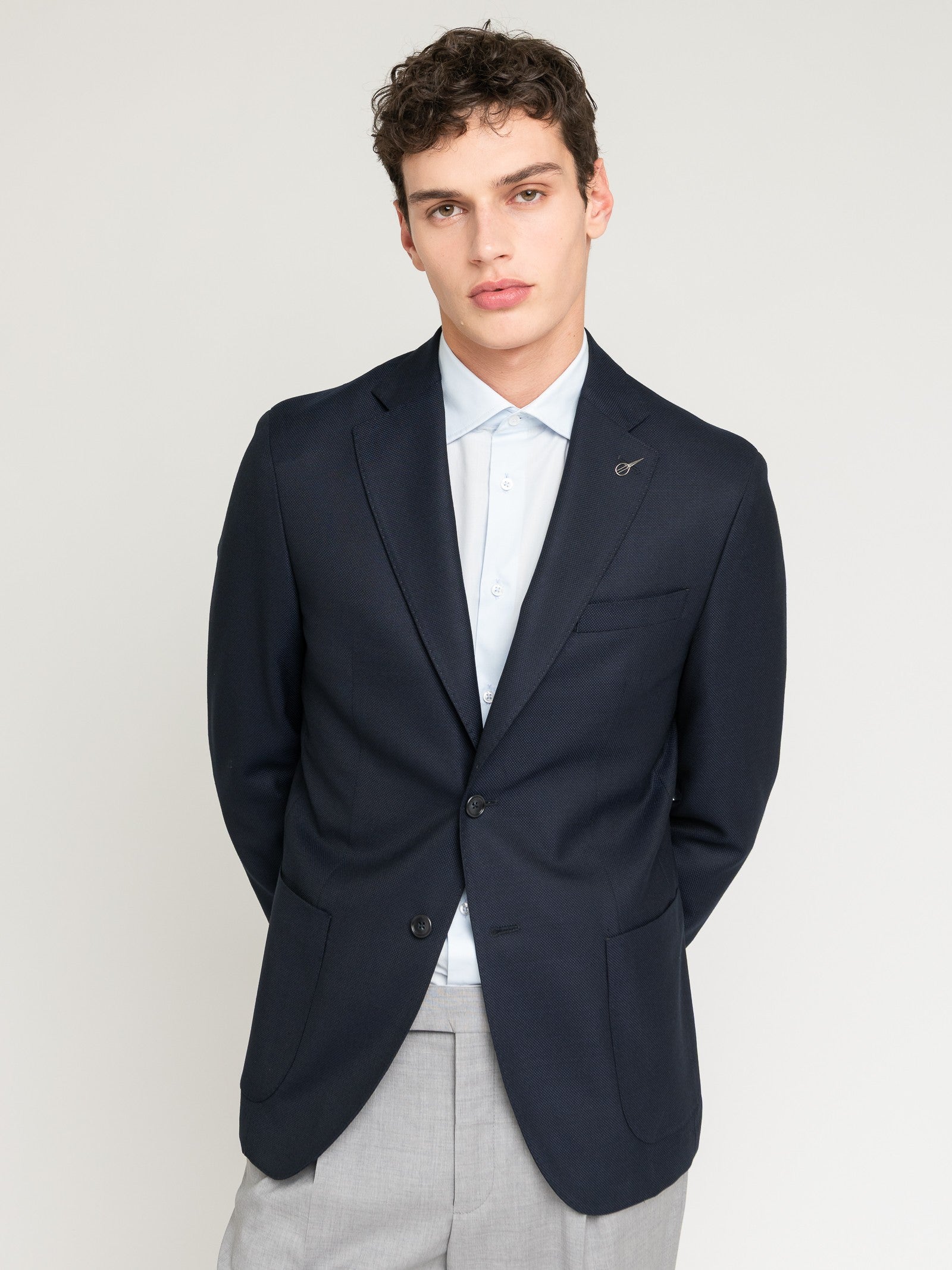 Giacca sfoderata in lana super 110`S 44 / BLU