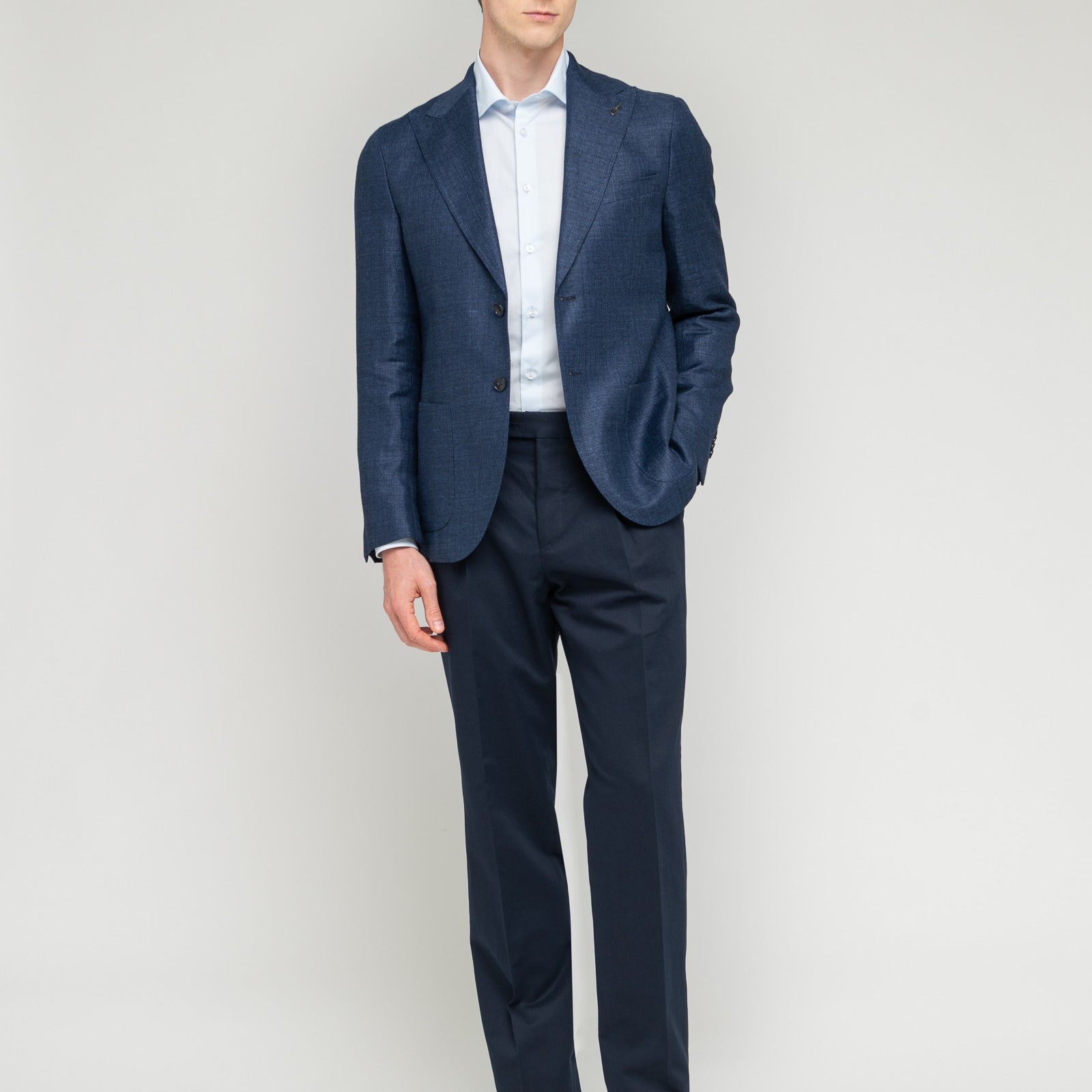 Giacca sfoderata in lino lana 44 / BLU