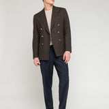 Giacca doppiopetto cotone stretch diagonale 44 / MARRONE