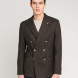 Giacca doppiopetto cotone stretch diagonale 44 / MARRONE