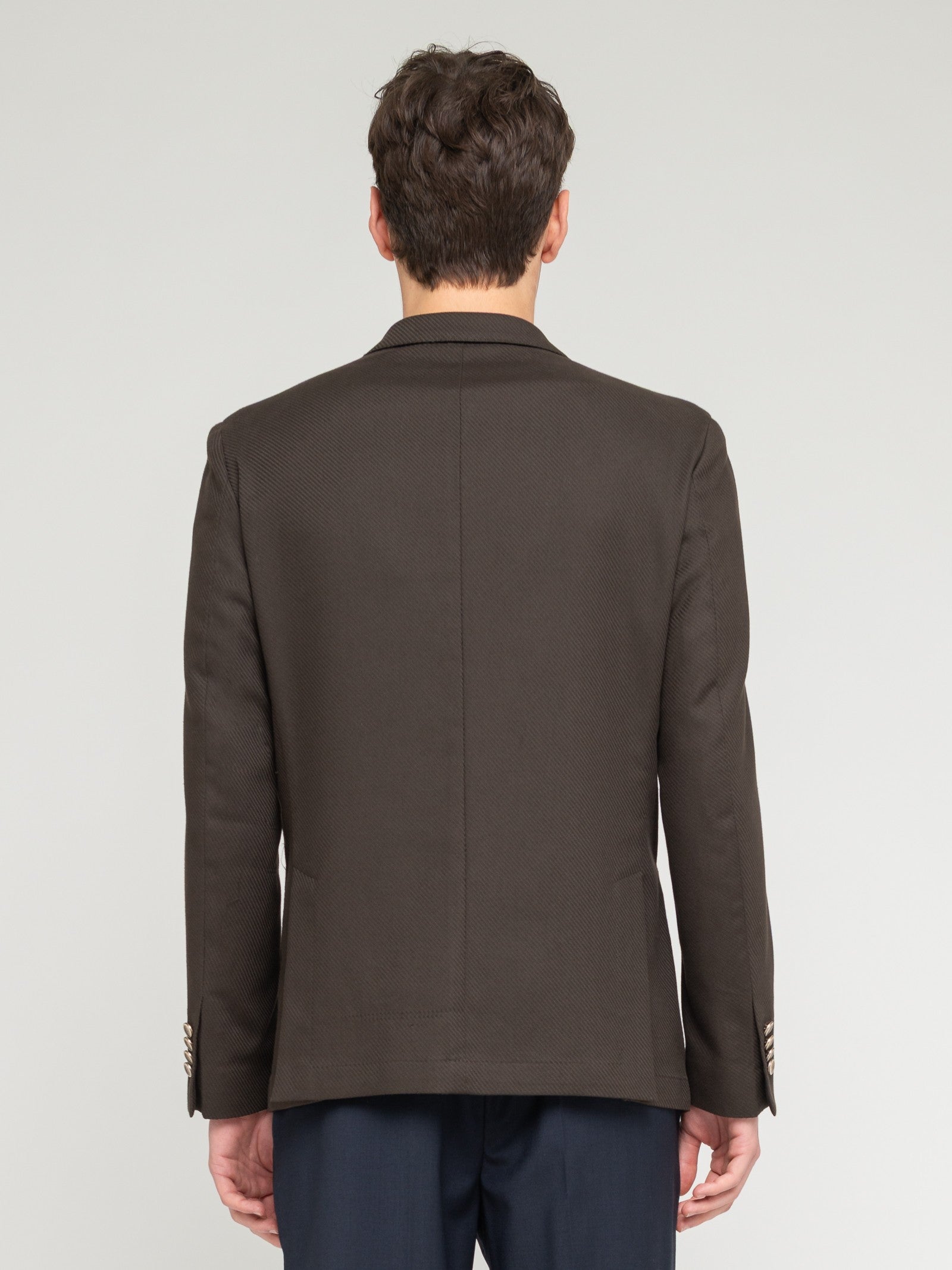 Giacca doppiopetto cotone stretch diagonale 44 / MARRONE