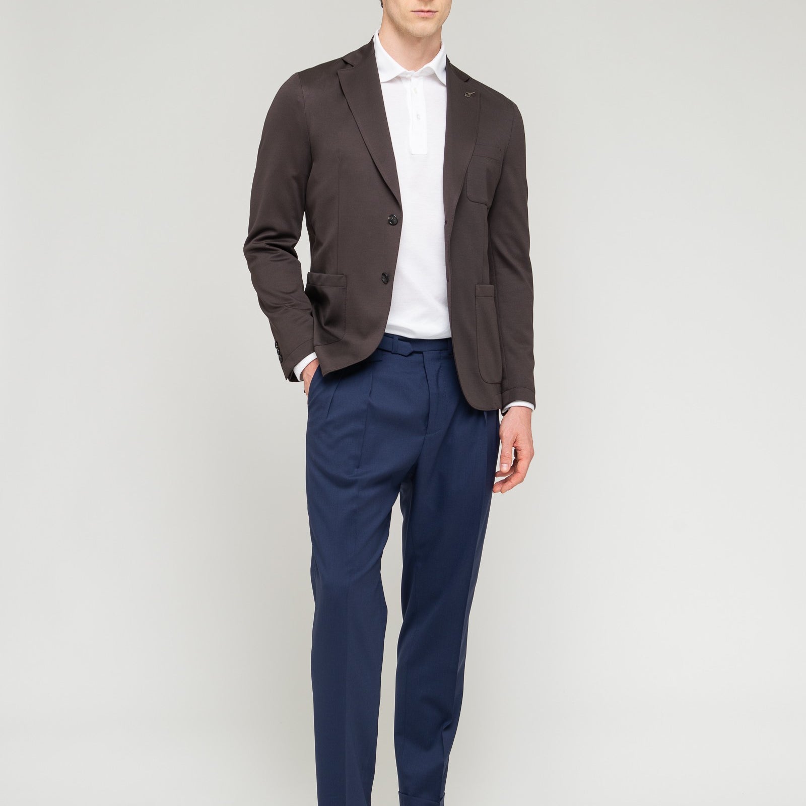 Giacca jersey misto cotone stretch 44 / MARRONE