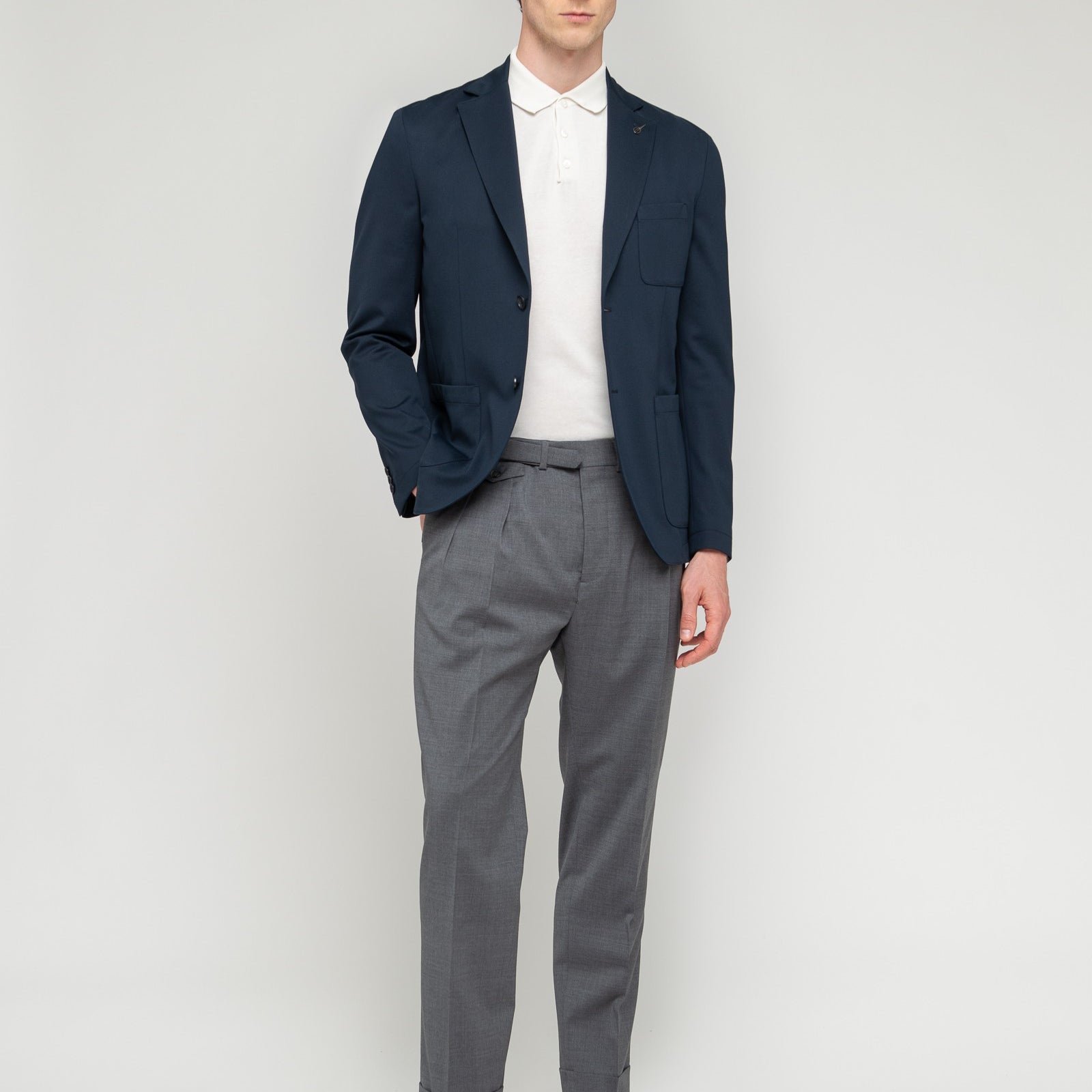 Giacca jersey misto cotone stretch 44 / BLU