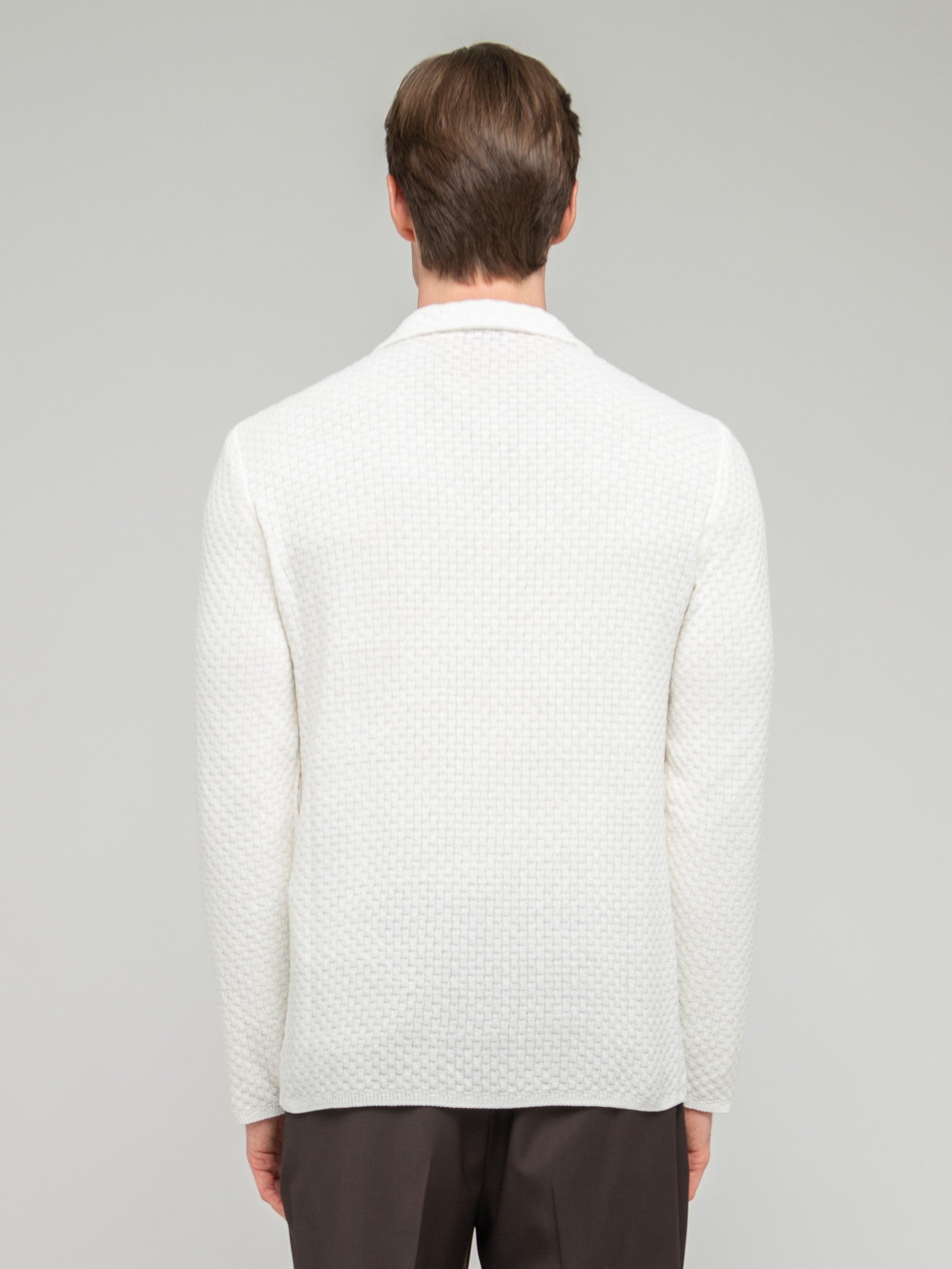 Giacca maglia lavorazione waffle misto cotone 44 / BIANCO