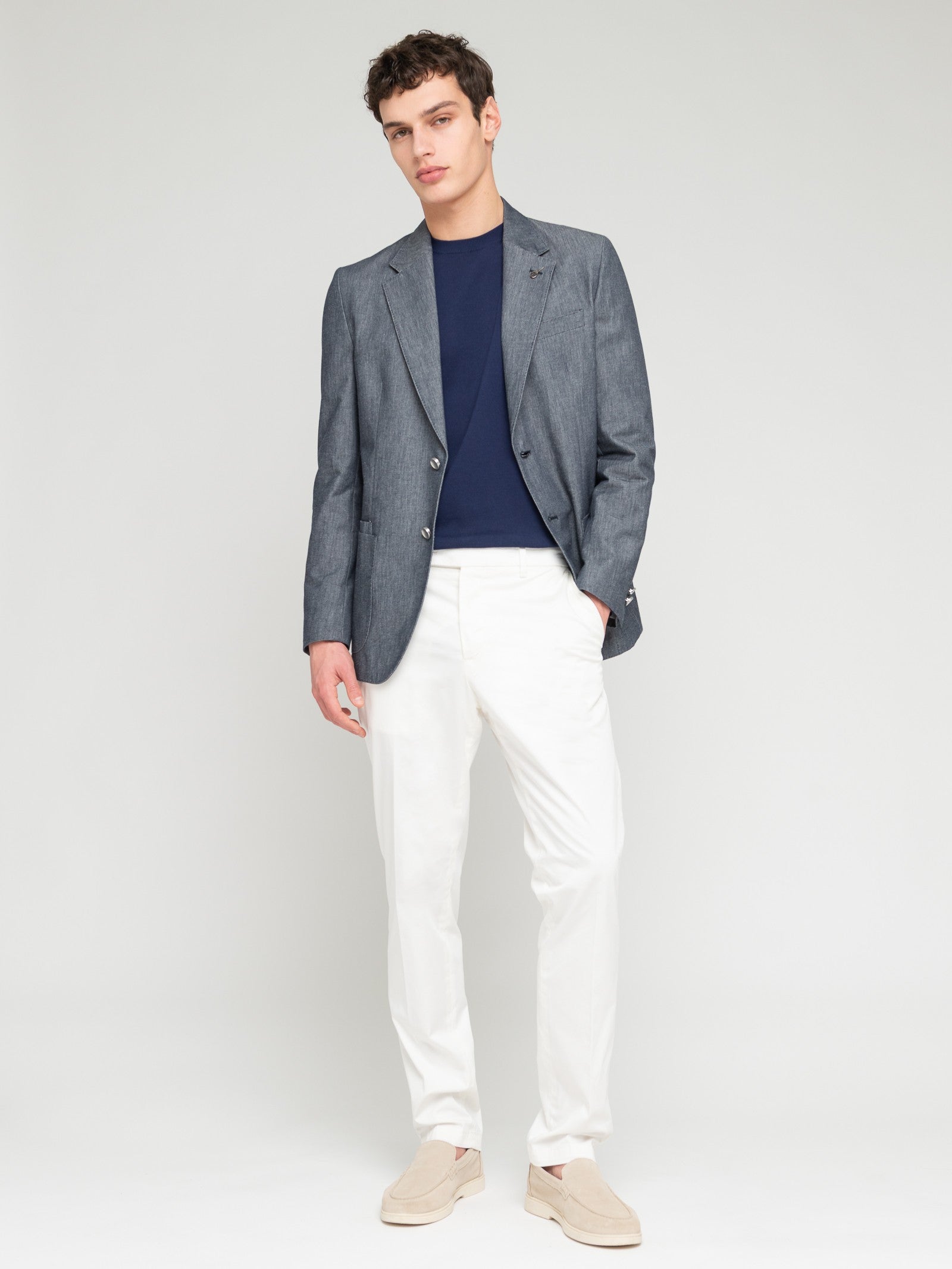 Pantalone slim raso di cotone stretch 44 / BIANCO