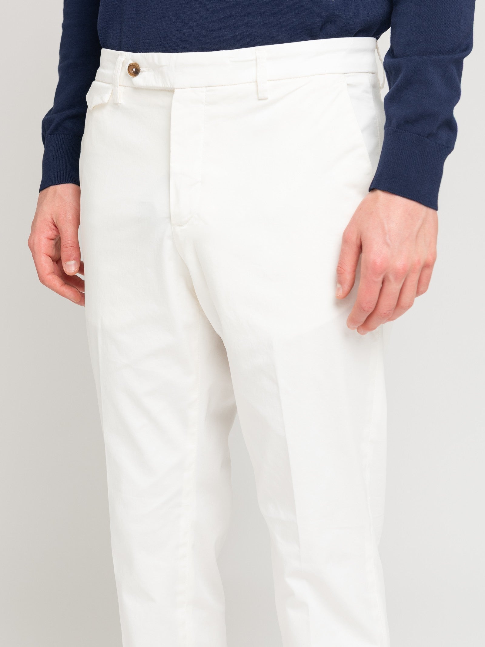 Pantalone slim raso di cotone stretch 44 / BIANCO