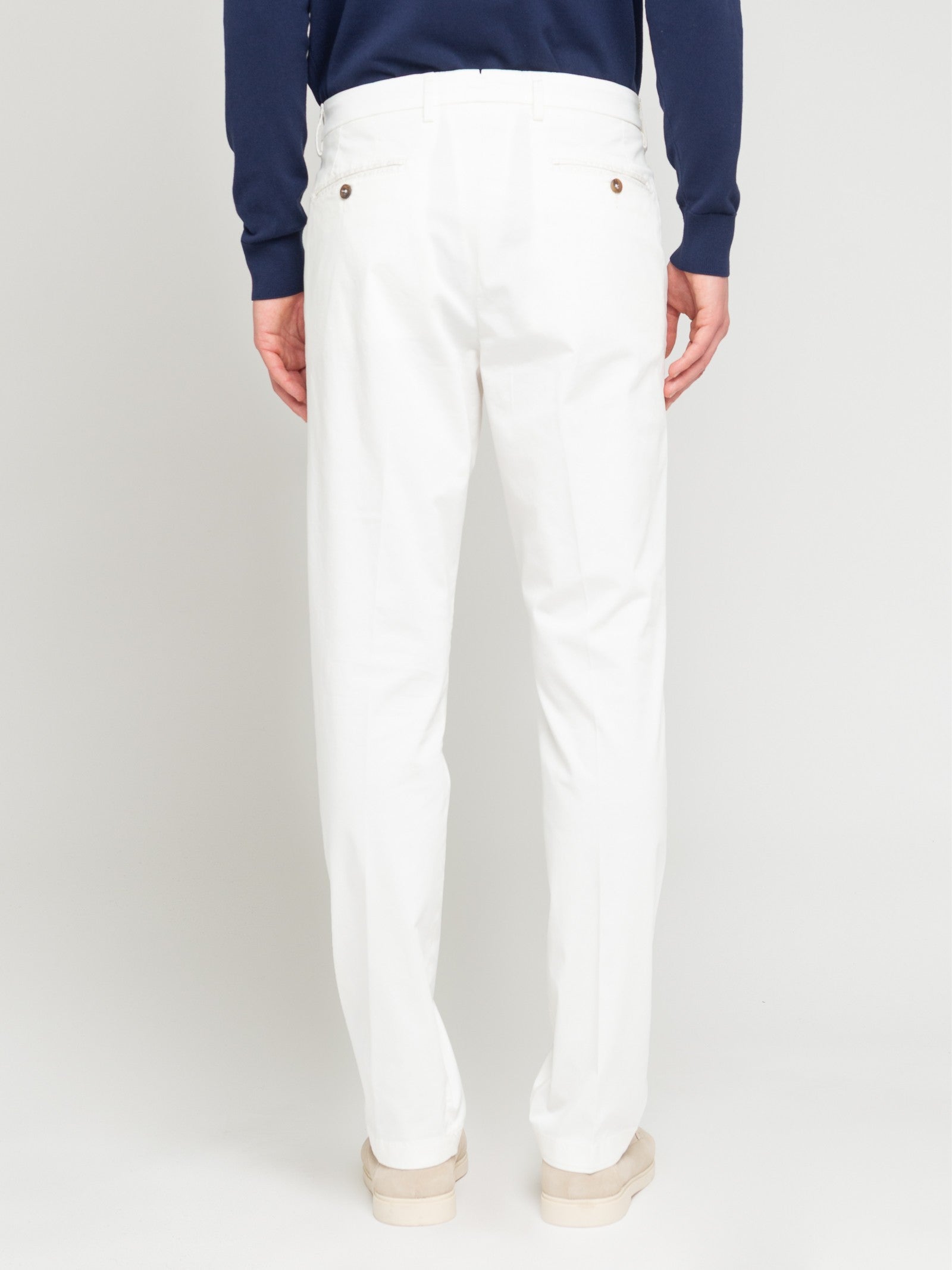 Pantalone slim raso di cotone stretch 44 / BIANCO