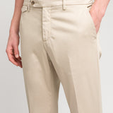 Pantalone slim raso di cotone stretch 44 / BEIGE