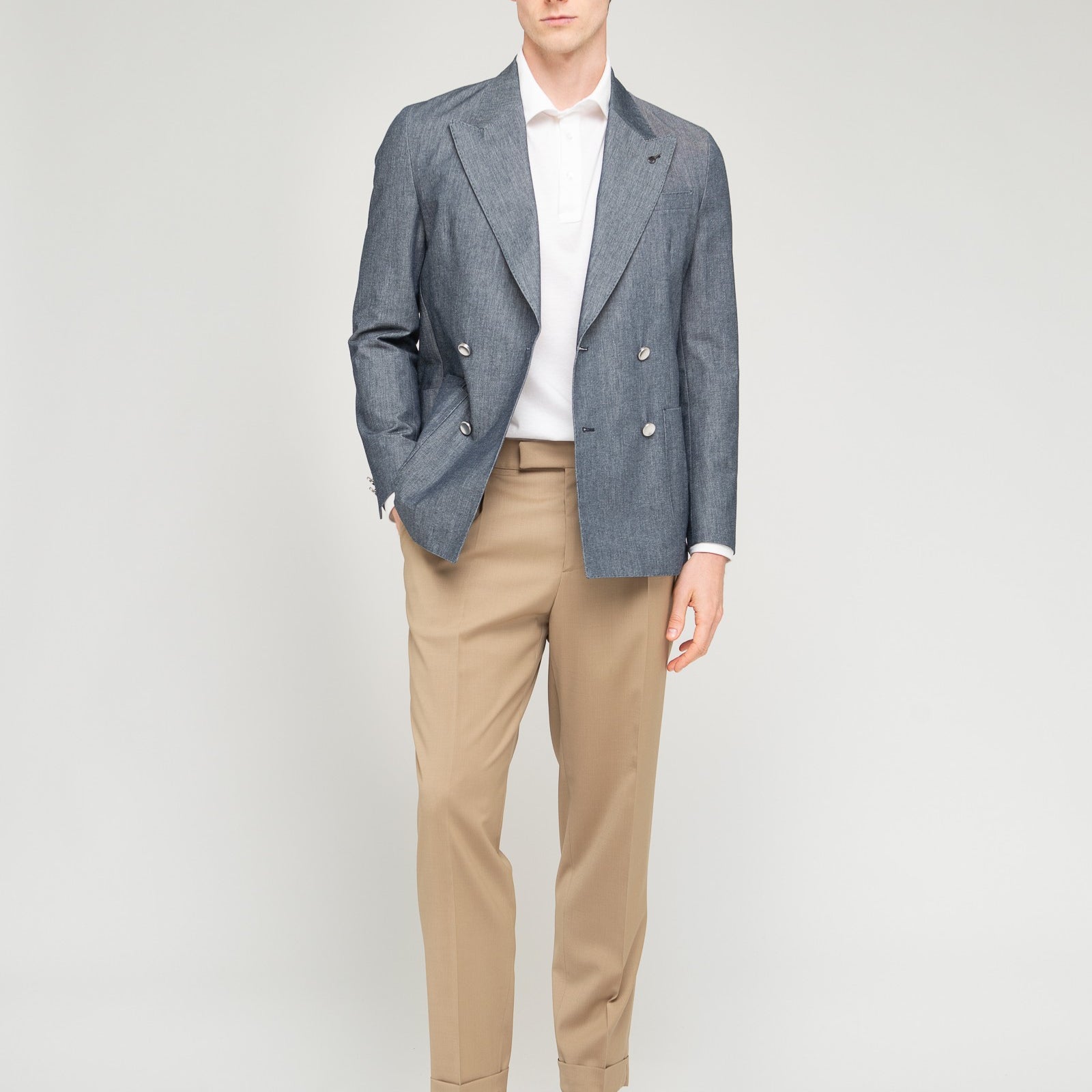 Pantalone pinces fresco di lana stretch 44 / BEIGE