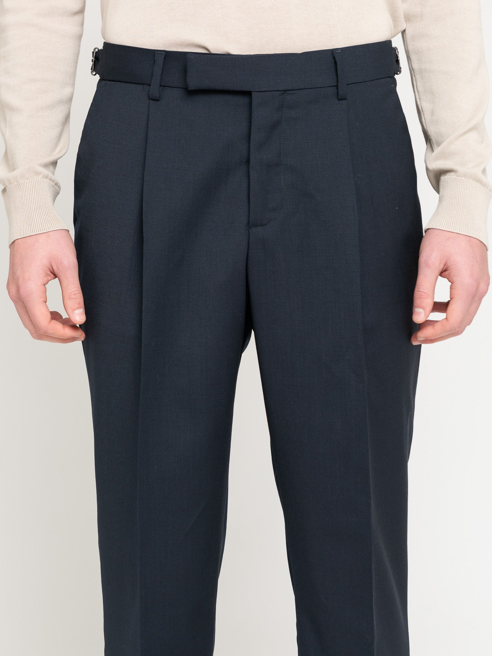 Pantalone pinces fresco di lana stretch 44 / BLU