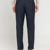 Pantalone pinces fresco di lana stretch 44 / BLU