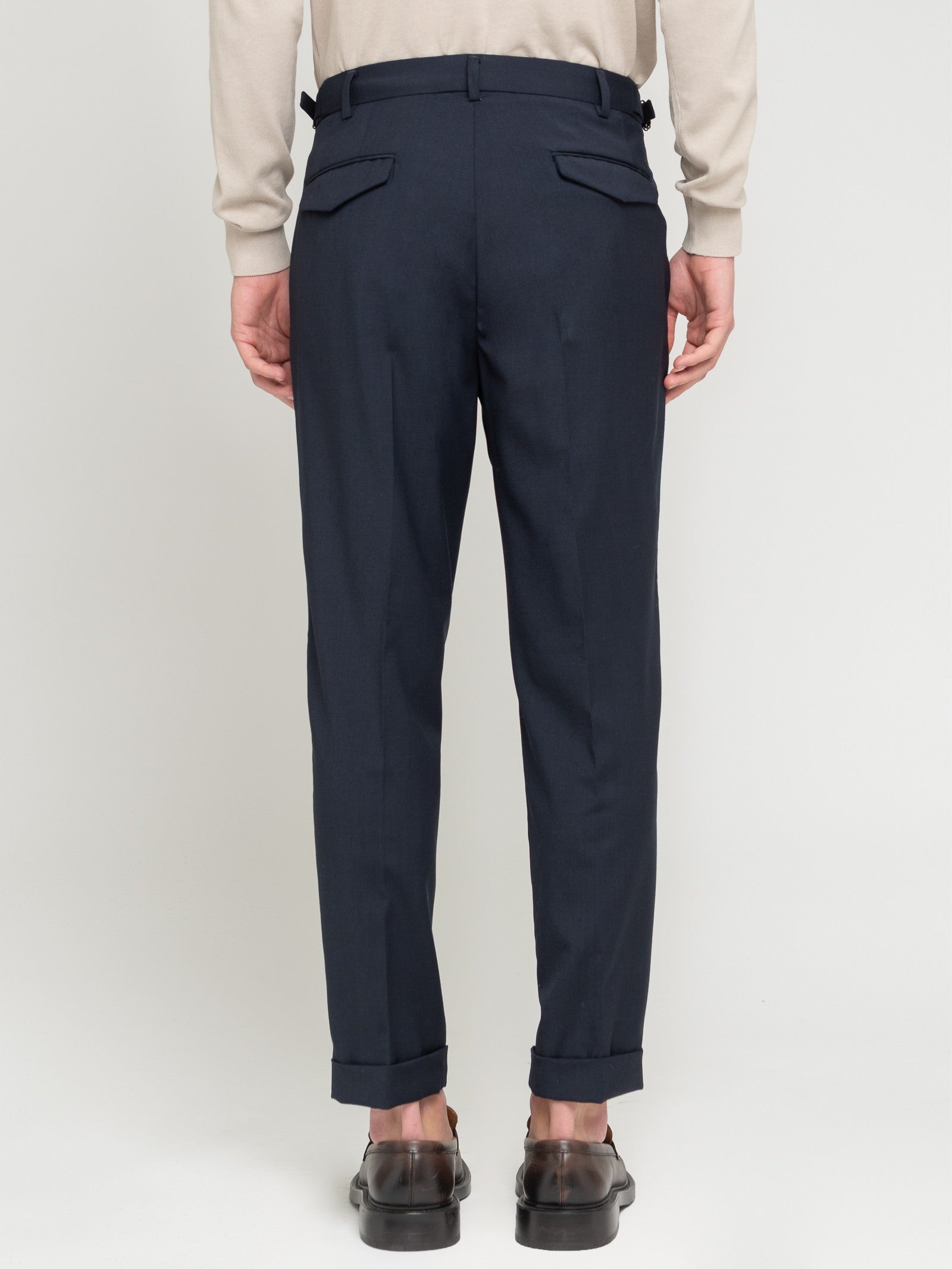 Pantalone pinces fresco di lana stretch 44 / BLU