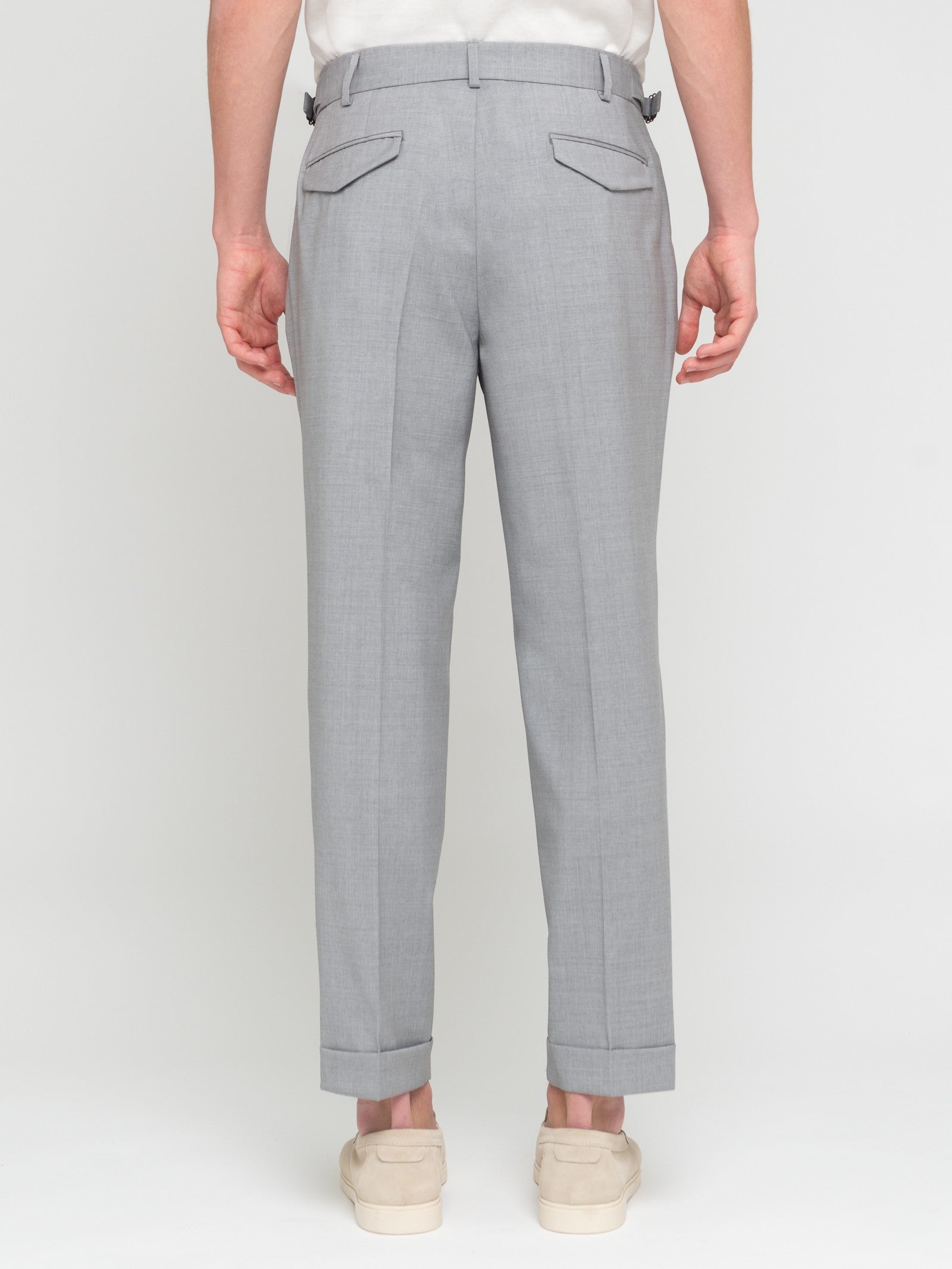 Pantalone pinces fresco di lana stretch 44 / GRIGIO