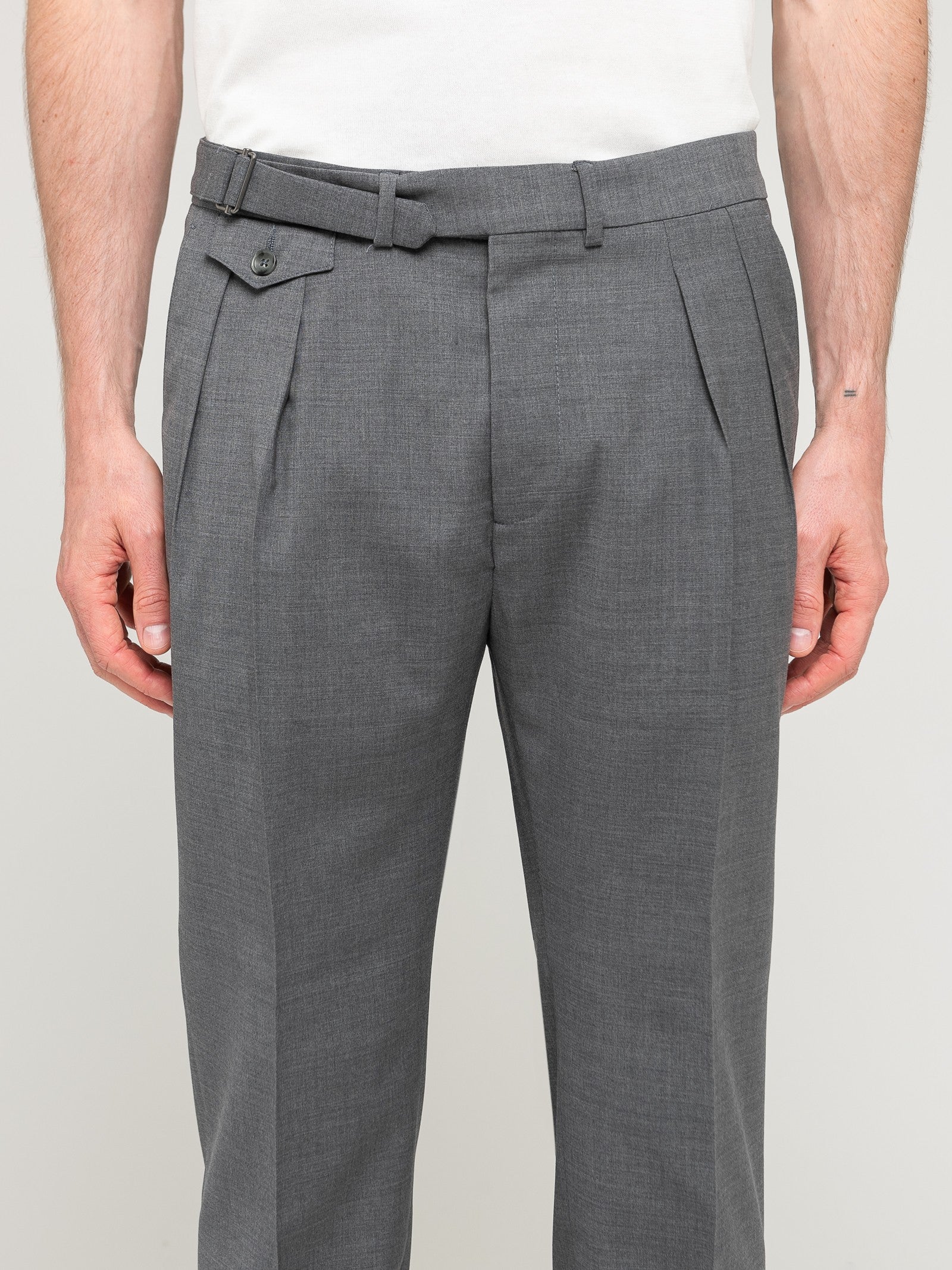 Pantalone doppia pinces fresco di lana stretch 44 / GRIGIO