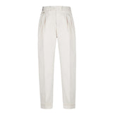 Pantalone doppia pinces twill di cotone stretch 44 / BEIGE