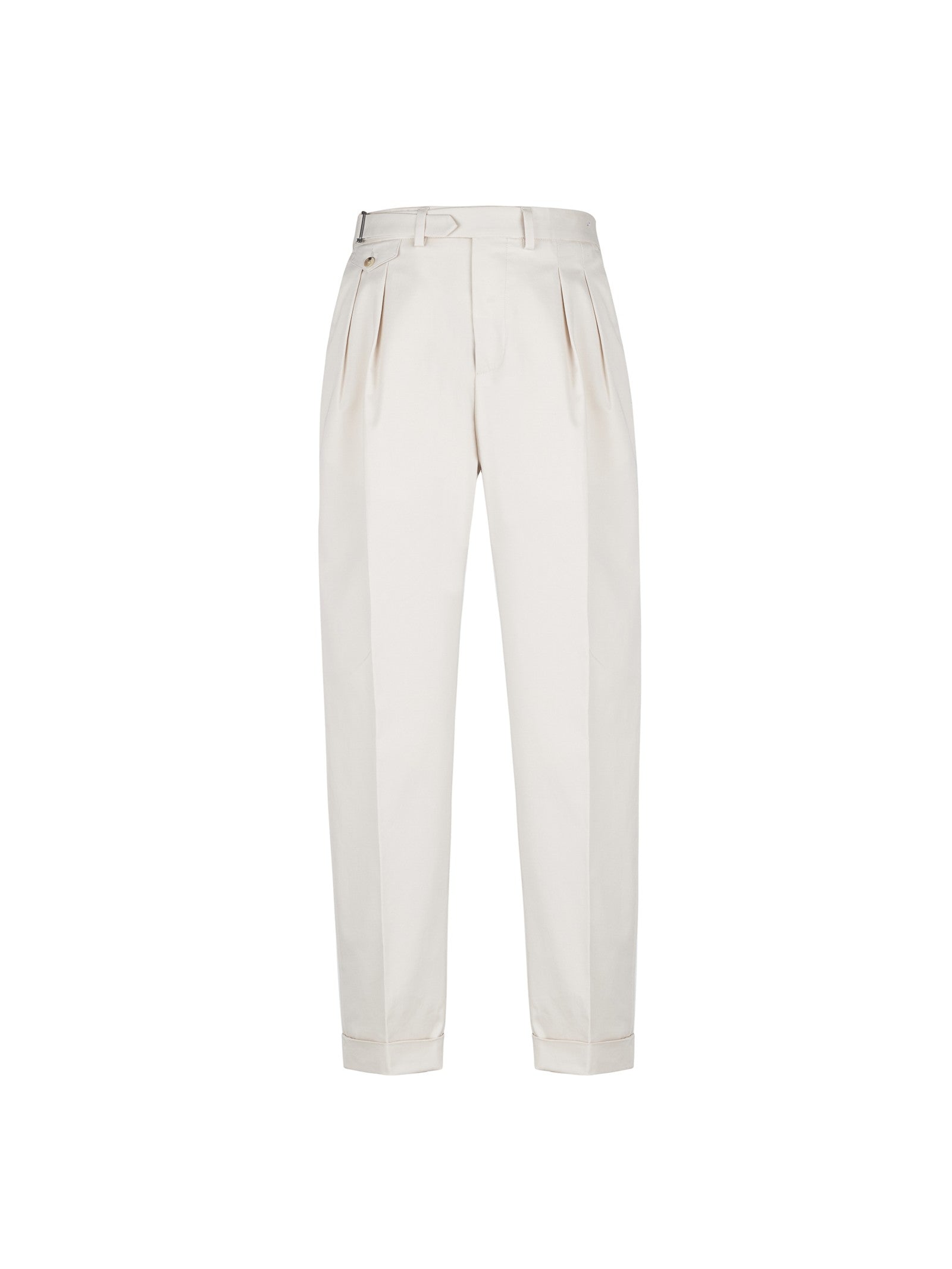 Pantalone doppia pinces twill di cotone stretch 44 / BEIGE