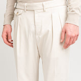 Pantalone doppia pinces twill di cotone stretch 44 / BEIGE