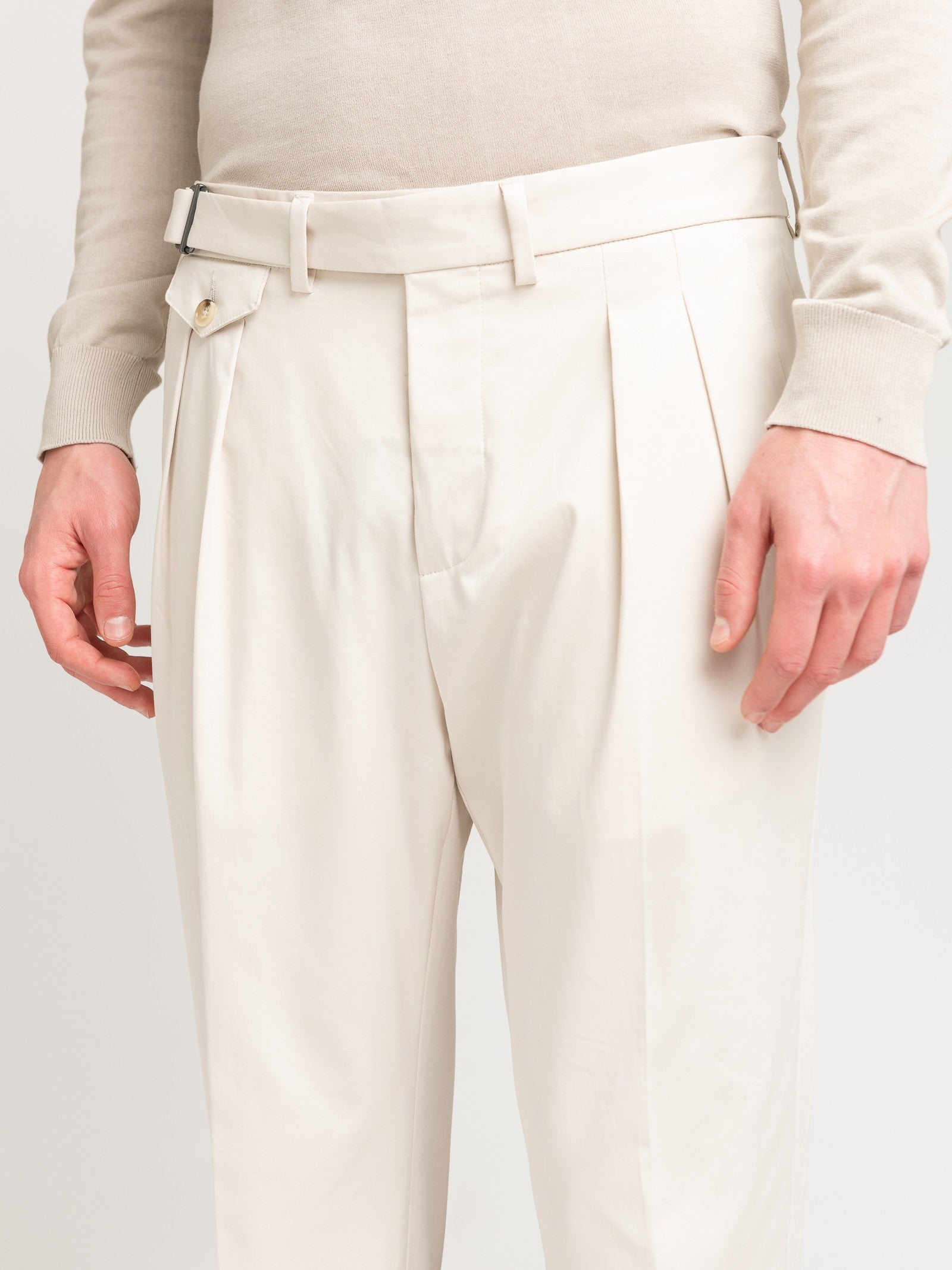 Pantalone doppia pinces twill di cotone stretch 44 / BEIGE