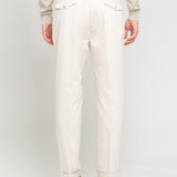 Pantalone doppia pinces twill di cotone stretch 44 / BEIGE