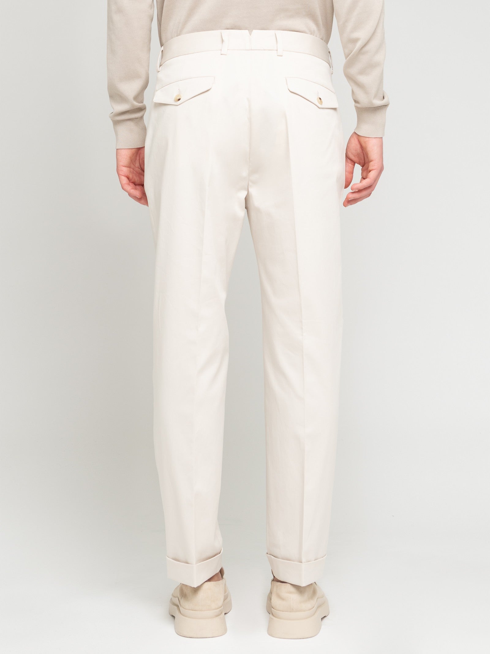 Pantalone doppia pinces twill di cotone stretch 44 / BEIGE