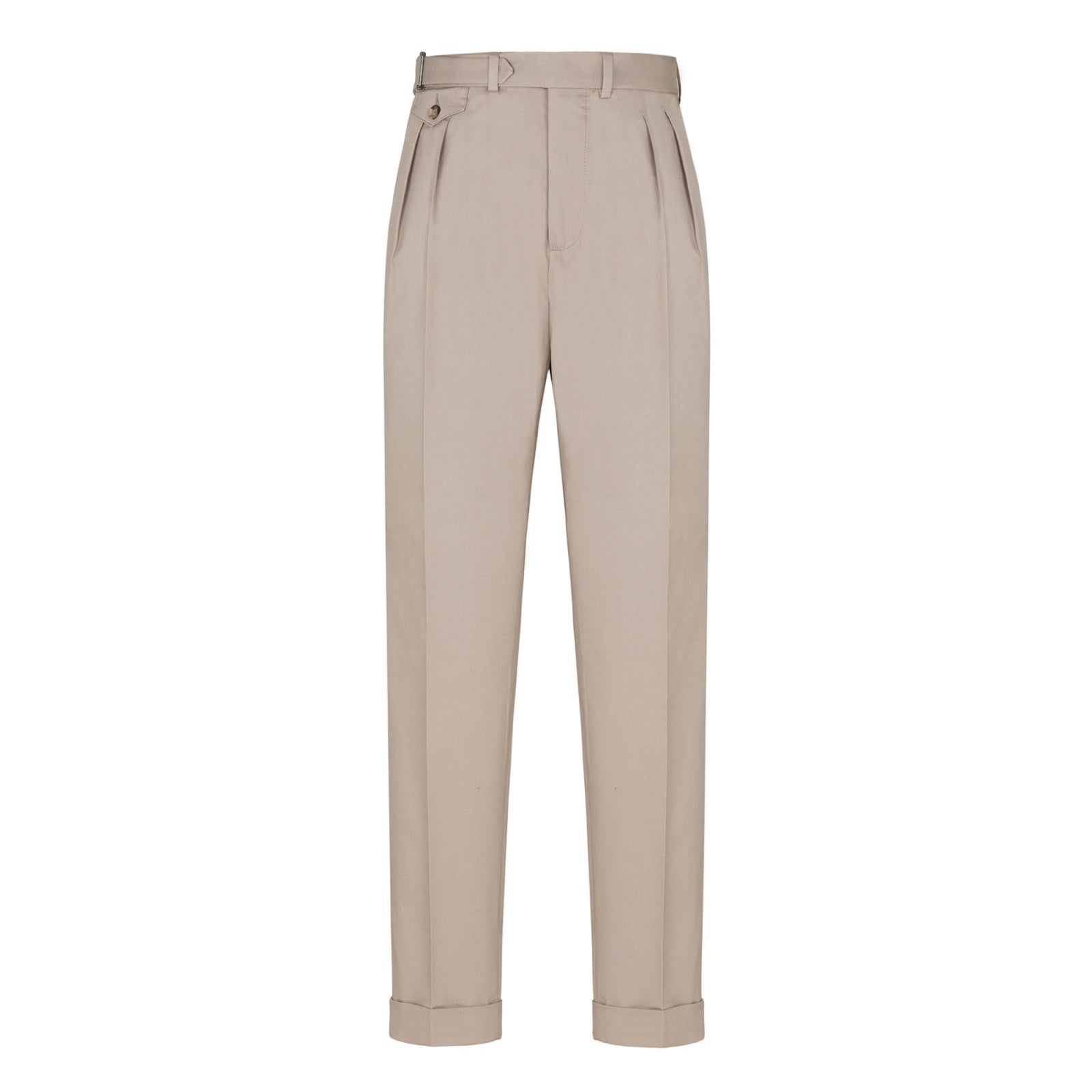 Pantalone doppia pinces twill di cotone stretch 44 / BEIGE