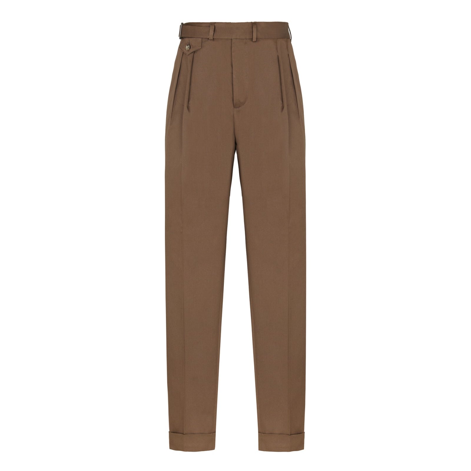 Pantalone doppia pinces twill di cotone stretch 44 / MARRONE