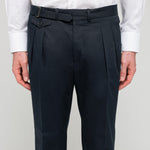 Pantalone doppia pinces twill di cotone stretch 44 / BLU