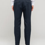 Pantalone doppia pinces twill di cotone stretch 44 / BLU