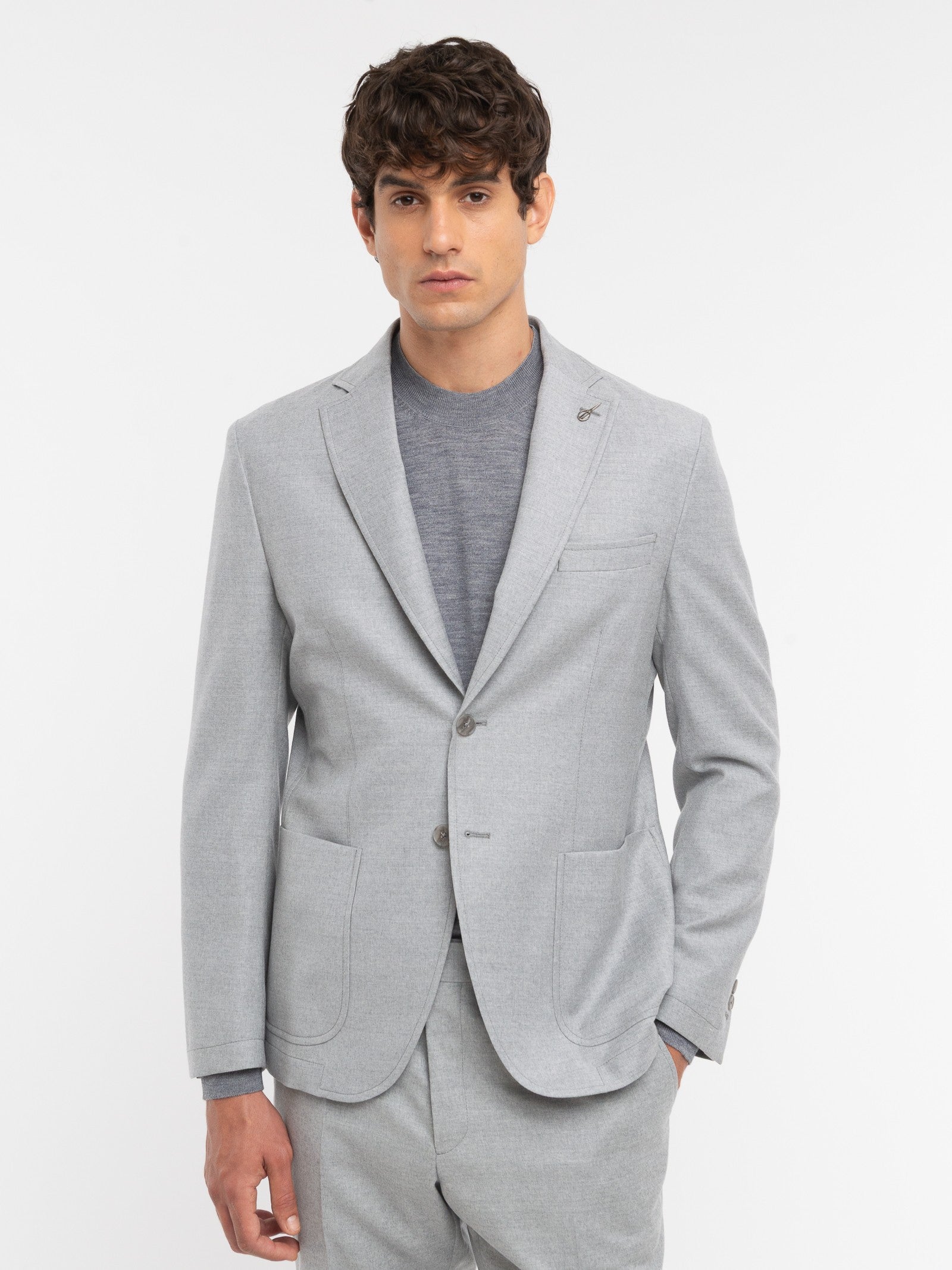 Abito in flanella di lana stretch 44 / GRIGIO