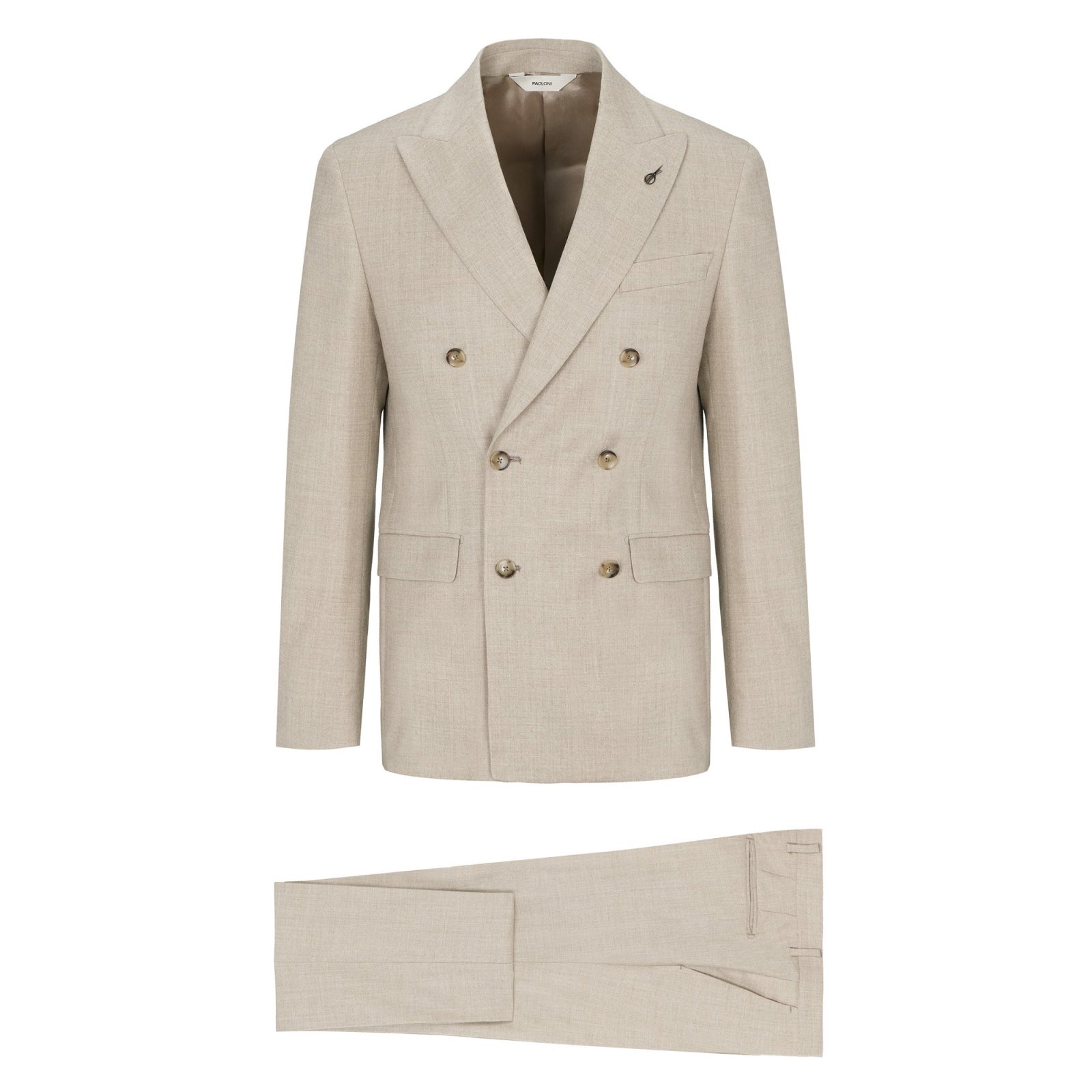Abito doppiopetto in flanella di lana stretch 44 / BEIGE