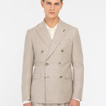 Abito doppiopetto in flanella di lana stretch 44 / BEIGE