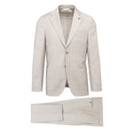 Abito gessato di lana stretch 44 / BEIGE