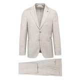 Abito gessato di lana stretch 44 / BEIGE