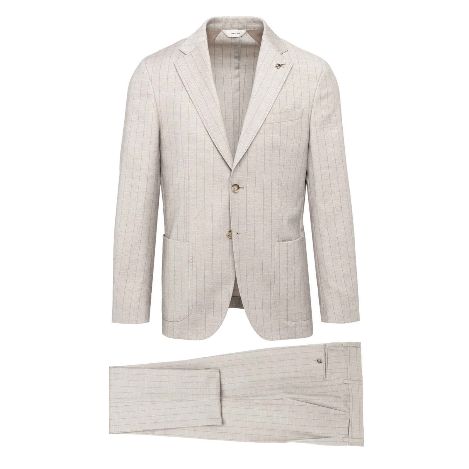 Abito gessato di lana stretch 44 / BEIGE