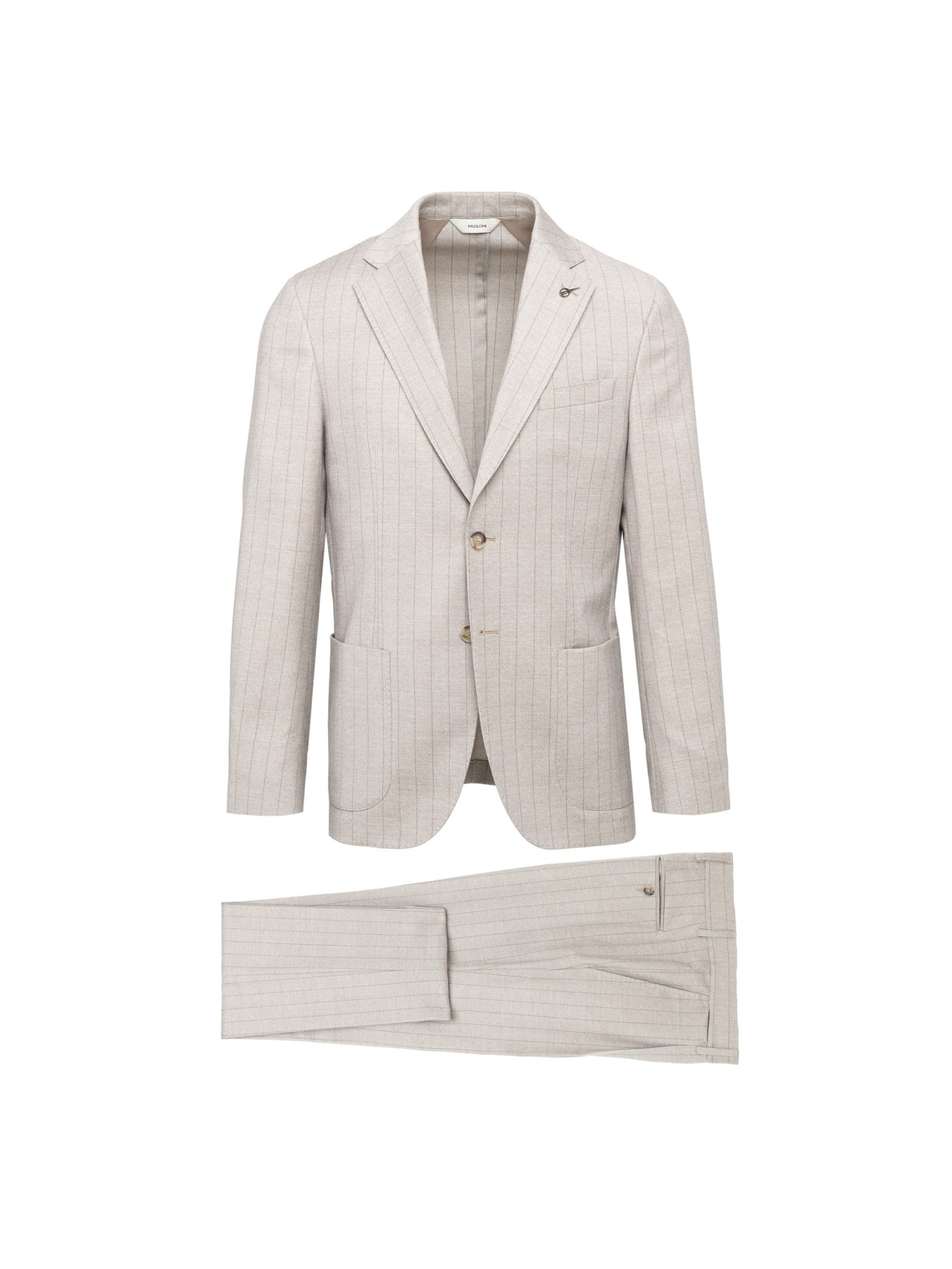 Abito gessato di lana stretch 44 / BEIGE